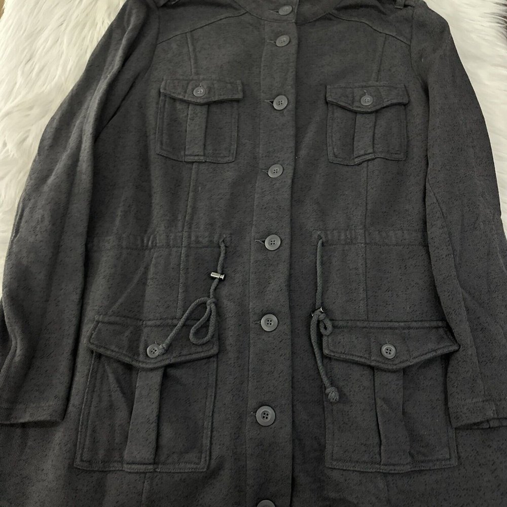 Torrid womens light weight jacket gray bomber 1 waist pull EUC